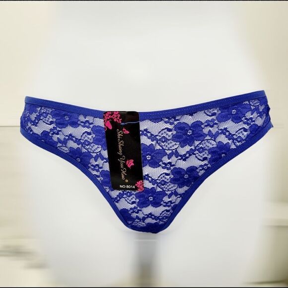 2/$20 Brand New Blue Lace G String T-Back Panties Underwear One Size - Picture 1 of 6